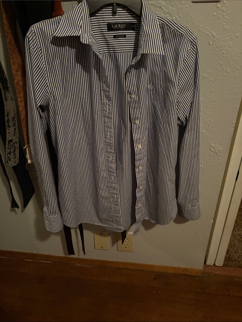 Lauren Ralph Lauren Blue and White Striped Button-Down Shirt